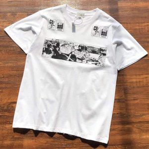 Cavermpt White Short Sleeve Black and White Comic Color Printing